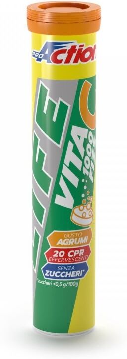 ProAction Life Vita C 1000 Fizz - Integratore di Vitamina C Effervescente, 20 Compresse - Reforzante Immunitario