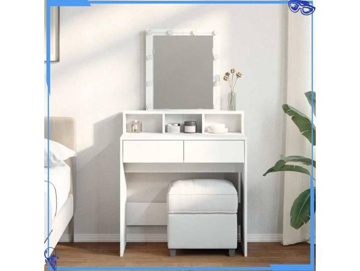 Coiffeuse - Bois d'ingénierie - Blanc - Confort et Style Réunis - Accessoire Essentiel du Quotidien - Pour Chambre