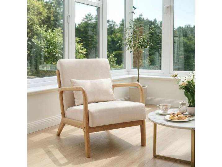 Fauteuil Élégant Vintage – Chaise Lounge Confortable Bois Massif 120 kg