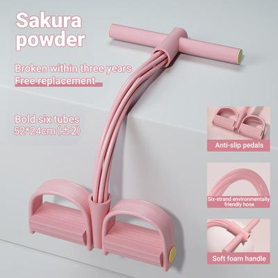 Healfit Counter Multi Function 6 Tube Resistance Band, 6 Tube Elastic Yoga Pedal Puller, Tension Rope Fitness Bands For Sports Exercises pink