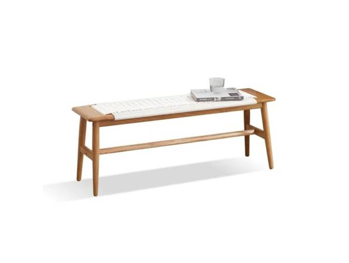 CHICKEN Tritthocker Massivholz-Seil-Schuhwickelhocker, moderner, einfach zusammenbaubarer Bett-Endhocker, Esstisch-Bank Schlafzimmerbank
