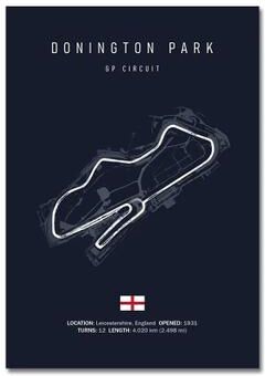 Inspired Finds F1 Racing Circuit Canvas Wall Art For Motorsport & Formula Racing Fans 7.87x11.81in Unframe donington Park