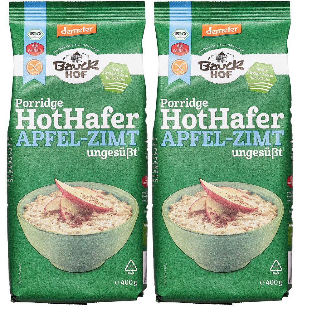 Bauckhof Bio Hot Hafer, Apfel-Zimt 2x400 g Müsli