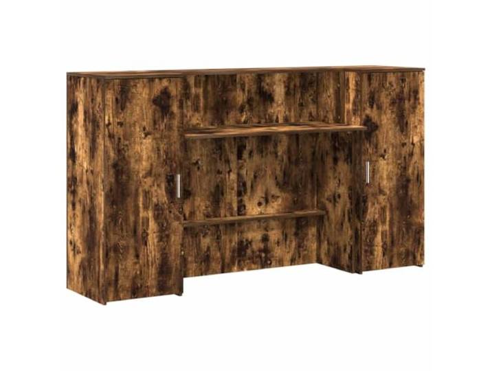 Empfangsschreibtisch aus Holz, 180 x 50 x 103,5 cm, Eichen-Finish Integrierte Arbeitsplatte, geräumige Aufbewahrung, einfache Montage, inklusive Wandbefestigung, strapazierfähige glatte