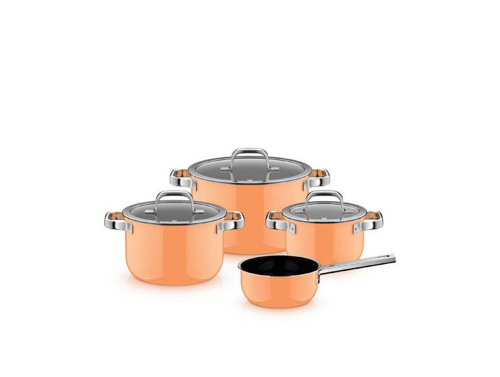 WMF Topf-Set Fusiontec Mineral Pro, Topf-Set, 4-teilig, Papaya Orange, Fusiontec (Induktionsgeeignet, 4-tlg., für alle Herdarten geeignet), Made in Germany