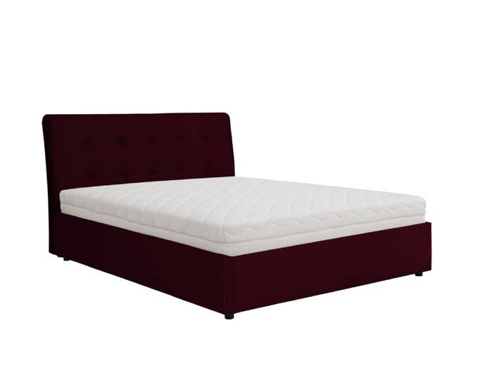 Lit rembourré avec matelas, bordeaux, 160x200 cm