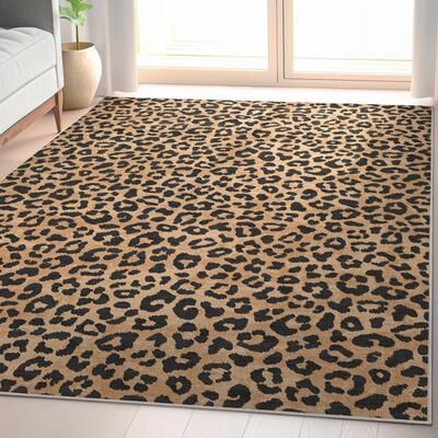 Well Woven Animal Prints Leopard Novelty Animal Print Flat Pile Rug