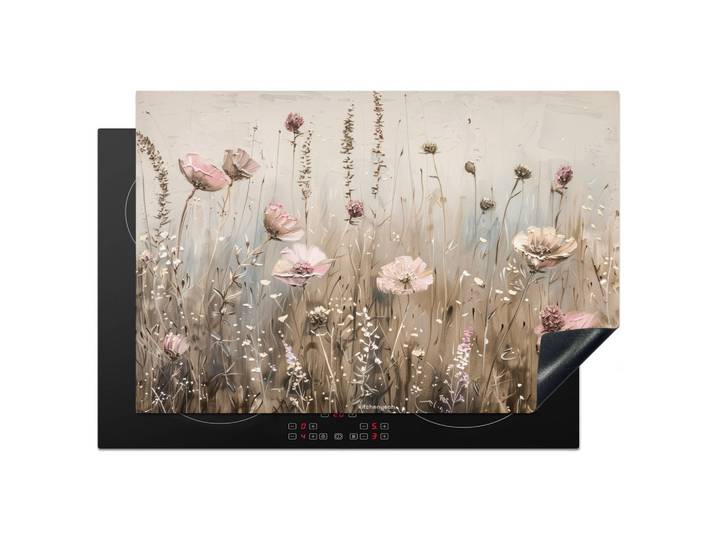 HERDABDECKPLATTE Blumen - Beige - Trockenblumen Ceranfeldabdeckung 76x51.5 cm
