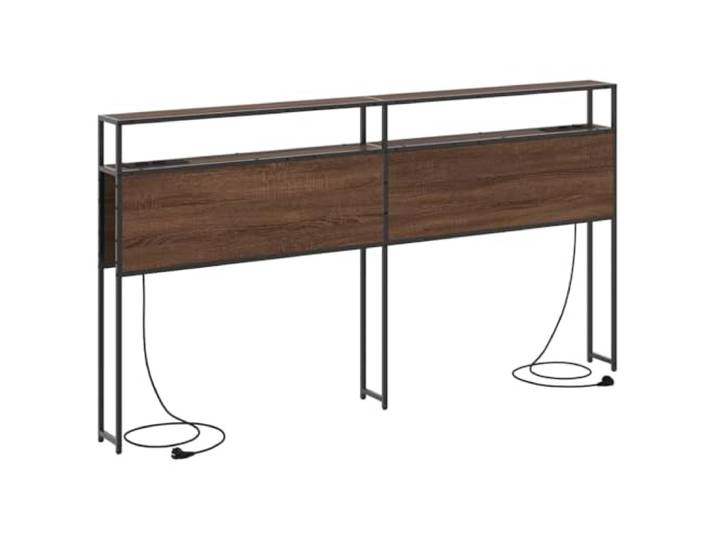 Makastle Stauraum-Kopfteil Braun Eichen-Optik 183x98 cm Holzwerkstoff & Stahl