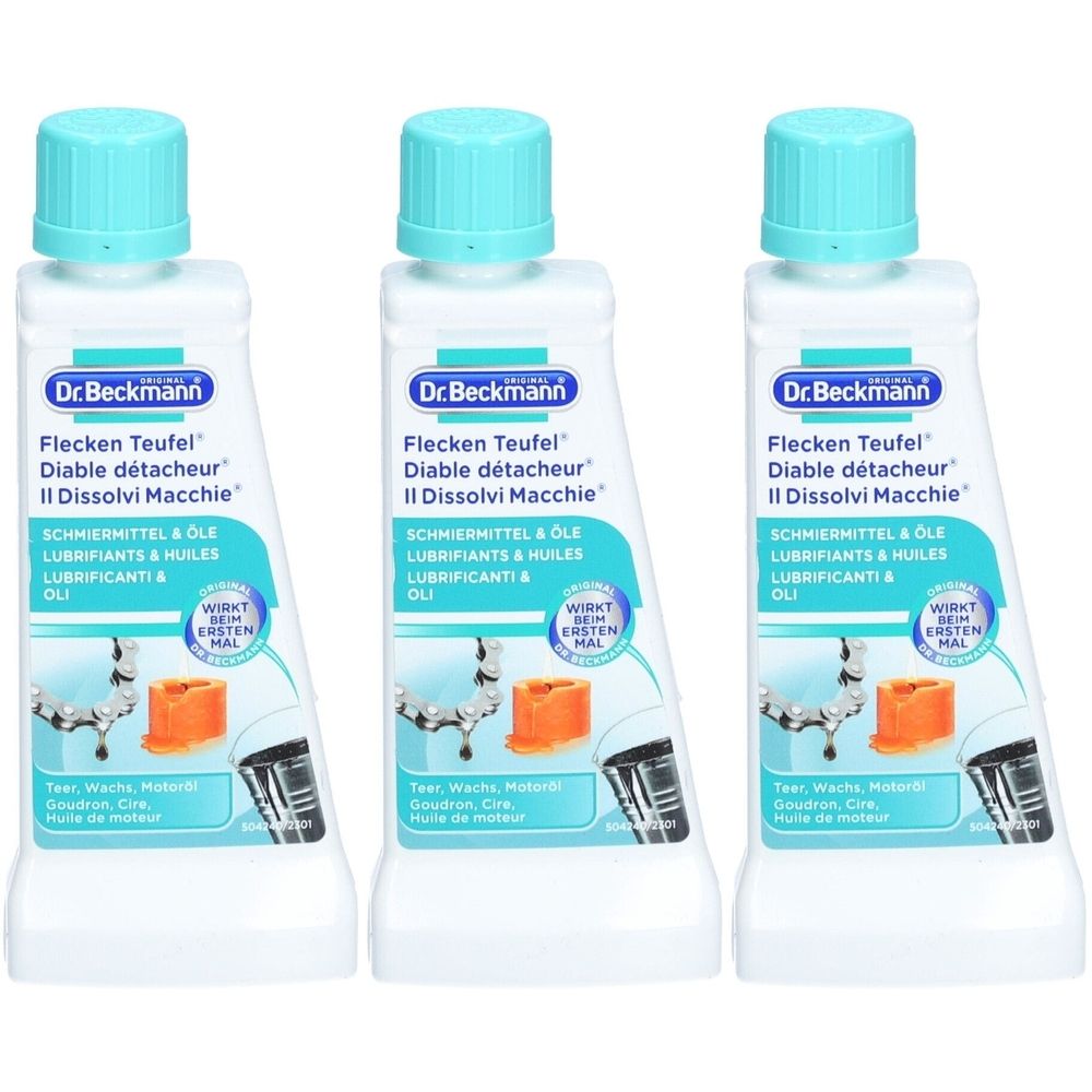 DR Beckmann Sackkarre Fleckenentferner Schmiermittel & Öle x3 3x50 ml Liquidum