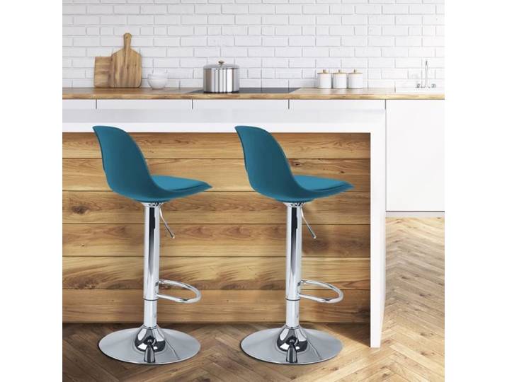 IDMARKET Lot de 2 tabourets de bar KARL design bleu canard