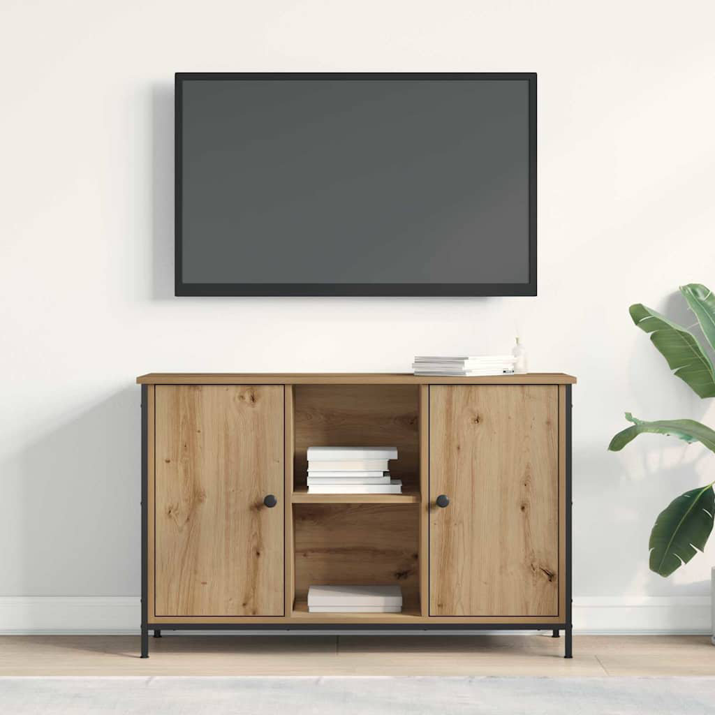 Metro TV Cabinet 101X35x65 Cm Engineered Wood And Steel Natural 88"
