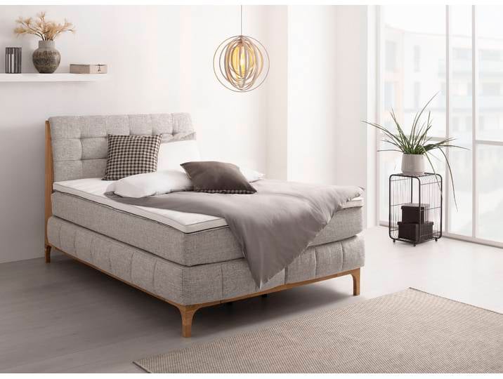 Boxspringbett GOODPRODUCT Jelle , schwarz, B:161cm L:216cm, Komplettbetten, Boxspringbett, zertifizierte, recycelte Bezugsstoffe, verschiedene Ausführungen