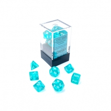 Chessex Würfel - MINI Translucent Teal/white (7-Mini-Würfelset) 292743