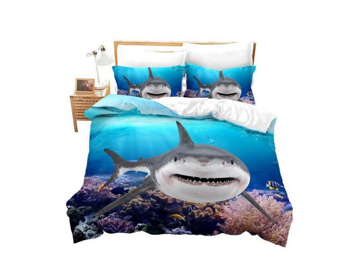 LuxusKollektion Kinderbettwäsche Kinder Bettwäsche Set Hai Microfaser 135x200cm Style5