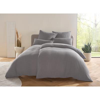 Bettwäsche "Hevin", grau, B/L: 155cm x 220cm, 1 Stk., 1 Stk., Musselin, B/L: 80cm x 80cm, 2, Musselin, Obermaterial: 100% Baumwolle, LEGER HOME BY LENA GERCKE, Bettwäsche, Bettwäsche, Bettwäsche ab Gr. 135x200 cm, samtweiches Musselin, 100% Baumwolle