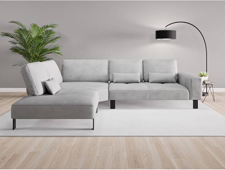 Ecksofa Tokio Nr. 3 links - Grau (Achatgrau) - Vintage Velours