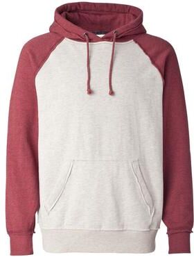 J America JA8885 Vintage Heathered Hood T-Shirt in Oatmeal Heather/Simply Red Heather size 2XL 8885