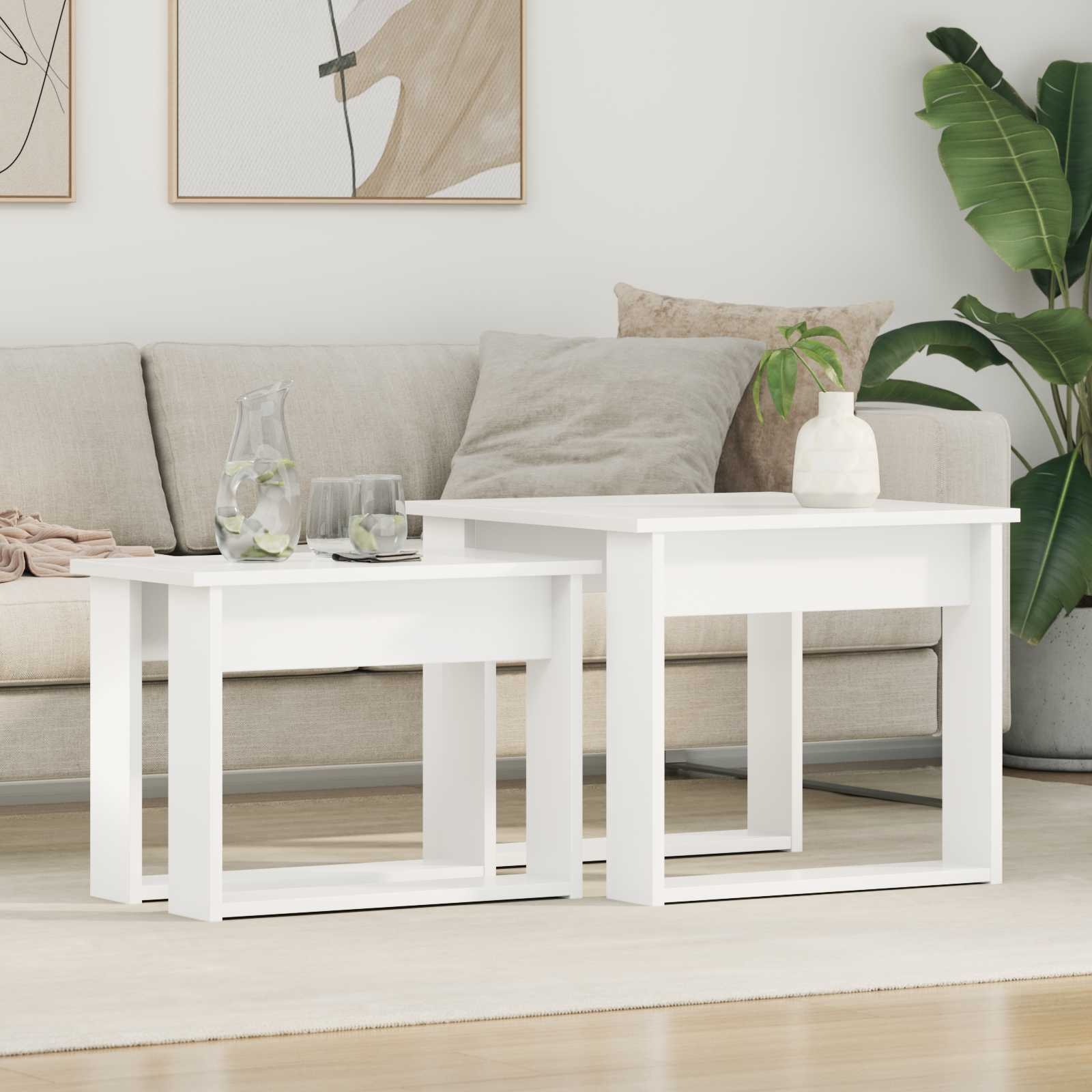 vidaXL Juego de Mesas de Centro 2 uds. 50 x 52 x 42 cm Blanco