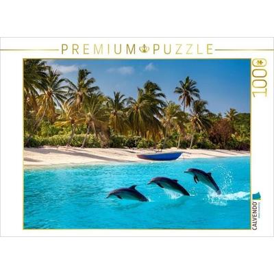 CALVENDO Puzzle Delfine - anmutige Springer | 1000 Teile Lege-Größe 64x48cm Foto-Puzzle für glückliche Stunden