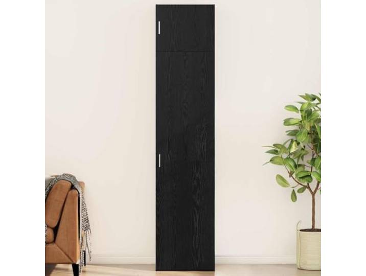 KTHLBRH Aufbewahrungsschrank, Eiche, Schwarz, schmal, mit Türen, Mehrzweckregal für die Organisation des Hauses, 50 x 41 x 225 cm