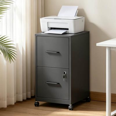 Kodotan sofa 2 Drawer Lockable Metal File Cabinet WIth Wheel, Vertical Under Desk Steel Filing Cabinet with Wall Anti-Tip Kit
