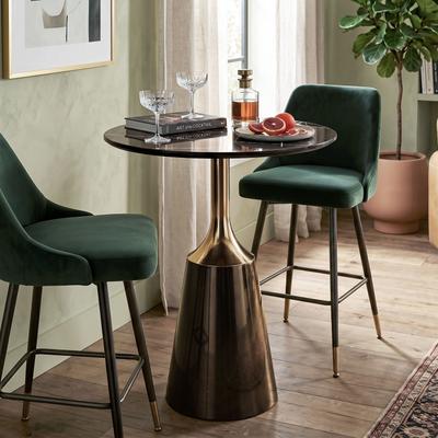 Furniture of America Darcy II Glam Sintered Stone Pedestal Round Counter Height Dining Table