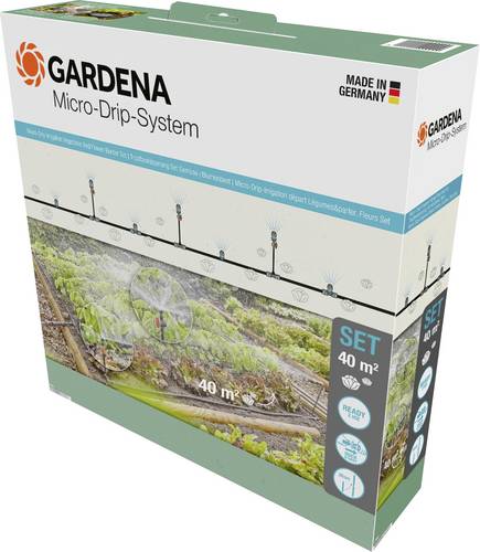GARDENA Micro-Drip System 13450-20 Bewässerungs-Komplettset 13mm (1/2") Ø Gemüse-/Blumenbeet (40 m²)