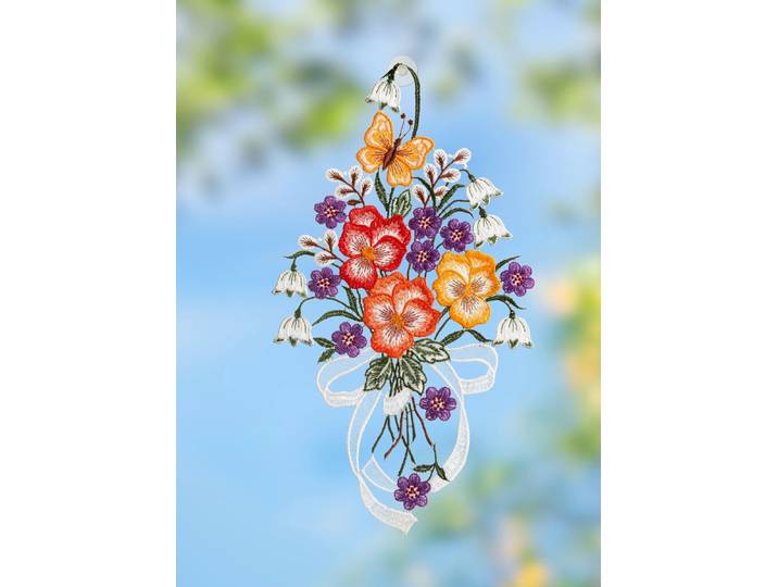Fensterbild mit Blumen-Motiv, Bunt