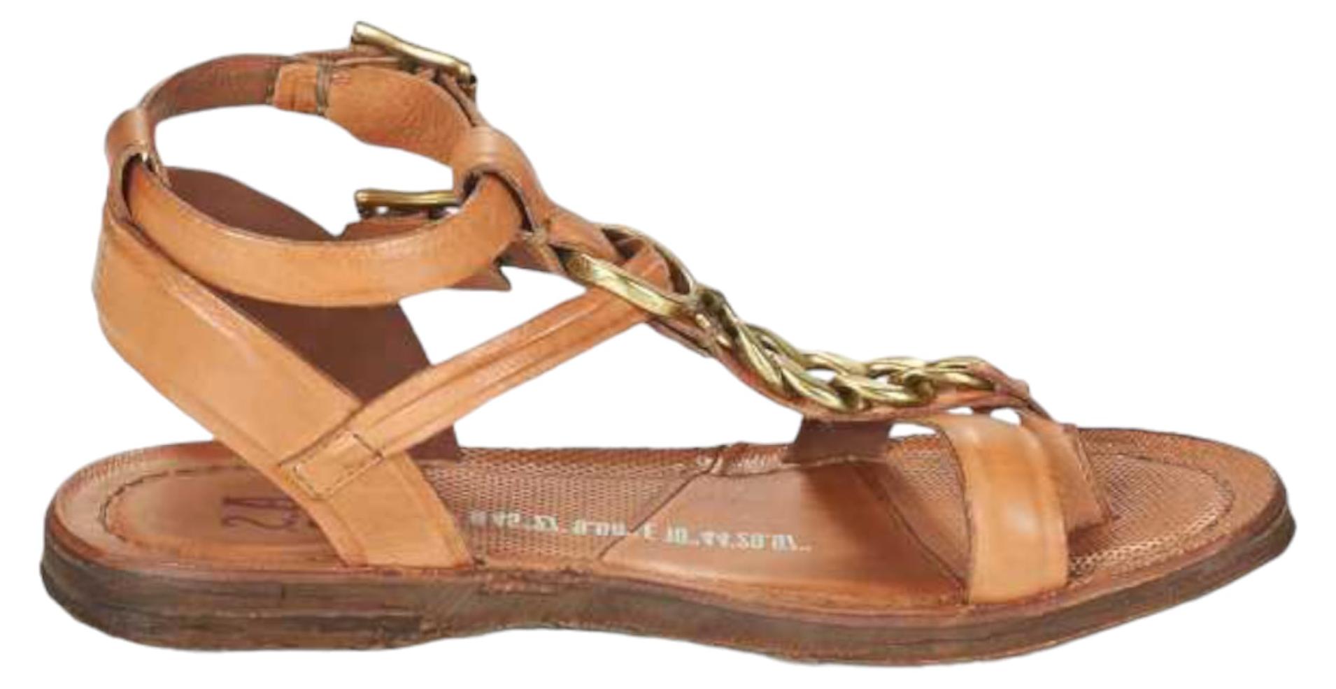 A.S.98 A16023 Flache Sandalen für Damen, Karotte, 36 EU