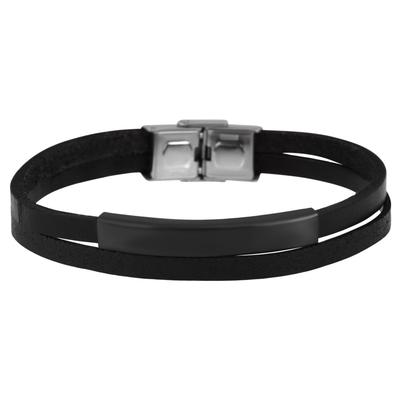 Armband ADELIA´S "Armband aus Leder 21 cm", schwarz, Armbänder, Damen, 21cm, Leder, Armband, Zum Verschenken – ideal zum Jubiläum