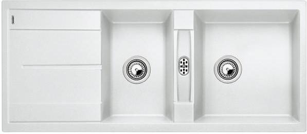 BLANCO METRA 8 S, Aufsatzwanne, Rechteckig, Weiß, 2 Becken, White, Rechteckig