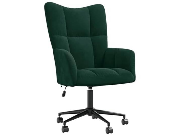 Relaxsessel aus dunkelgrünem Samt mit verstellbarer Höhe und Drehung Samt 100 % Polyester, Stahlrahmen, Kreuzbeine, Lenkrollen, Gaslift-Mechanismus, Montage erforderlich