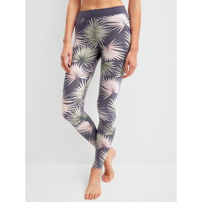 Leggings CALIDA "Elastic Trend", Damen, Gr. L (48/50), N-Gr, graystone, Single Jersey, Obermaterial: 94% Baumwolle, 6% Elasthan, eng lang, Hosen Leggings, floraler Print, Baumwollmix, weicher elastischer Bund, bequem