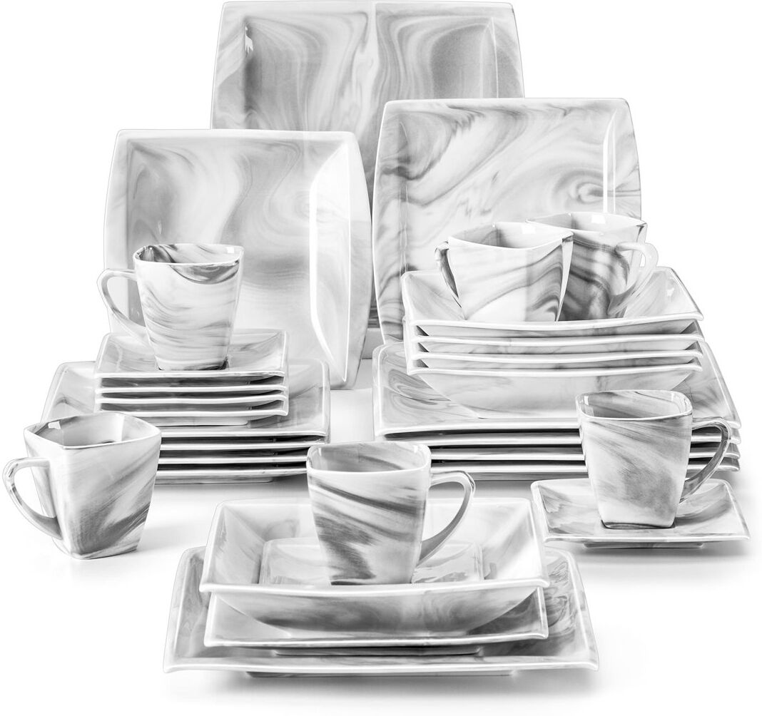 MALACASA Blance 30 Piece Dinnerware Set, Service for 6 Gray 30