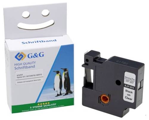 G&G Schriftband Bandfarbe: Transparent Schriftfarbe: Schwarz 9mm 7m
