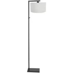 Steinhauer Stehleuchte STANG, Down, E27, mit Dreh-Dimmer + zylindrischem Schirm, schwarz matt, Leinen weiß STE-8218ZW