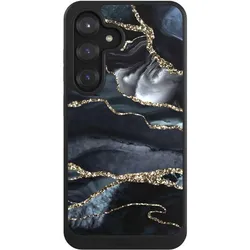 Nivocase Hülle für Samsung Galaxy S25 Handyhülle NIVOcore Case Schwarz Glitzer Look Marmor Trends (Samsung Galaxy S25), Smartphone Hülle, Schwarz