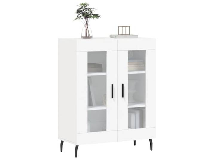 KTHLBRH Anrichte weiß 69,5 x 34 x 90 cm Holz mehrschichtig Glasdesign, großer Stauraum, Metallfüße, glatte Oberfläche