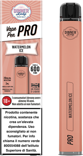 Dinner Lady Watermelon Ice Vape Pen Pro Usa E Getta - 600 Puff