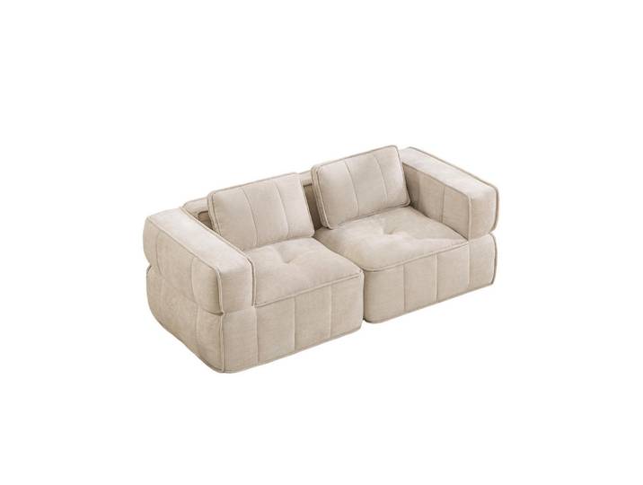 Flora Grace Sofa 198/93/67 cm in Beige aus Polyester mit modularer Sitzfläche, Kunststoff, 93x67x198 cm, Wohnzimmer, Sofas & Couches, Sofas