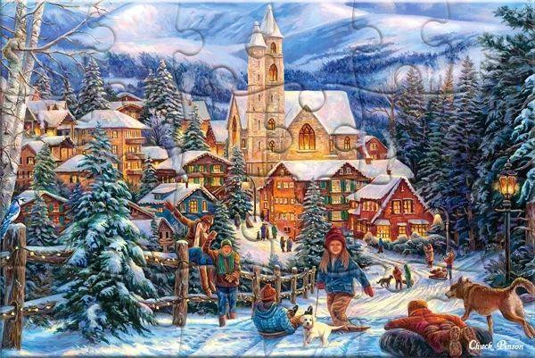 Castorland Puzzel Ansichtkaart Sledding to Town 24 stukjes 900435