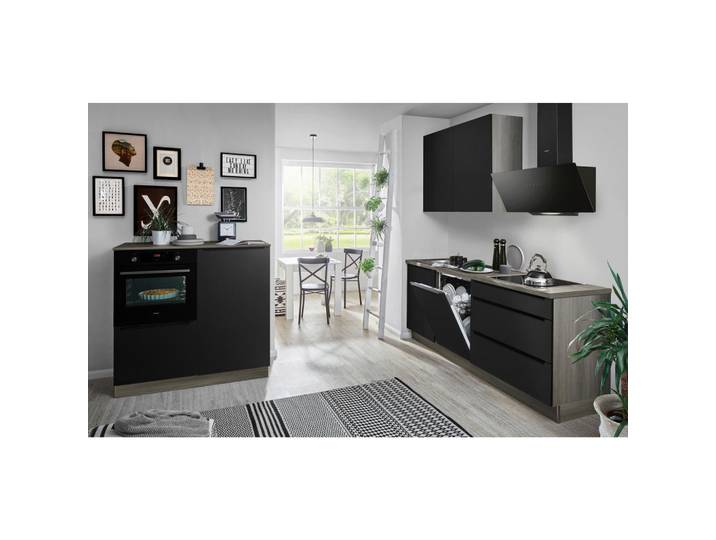Welnova Küchenleerblock, Anthrazit, Schwarz, Eiche, nur wie online abgebildet bestellbar, 210x120 cm, Fsc, Pefc, vormontierter Korpus, Küchen, Küchenzeilen & Küchenblöcke, Küchenzeilen ohne Geräte