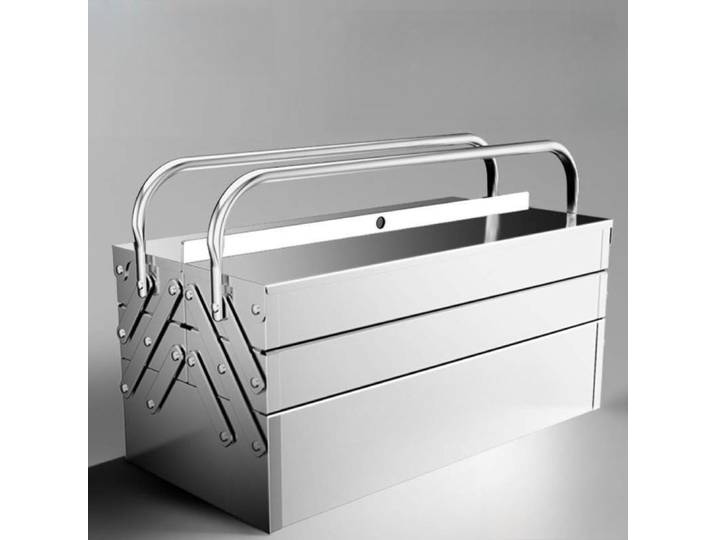 Boîte à outils à deux couches en acier inoxydable, boîte à outils multifonctionnelle épaisse, boîte à outils de rangement industrielle pliable et Portable à trois couches