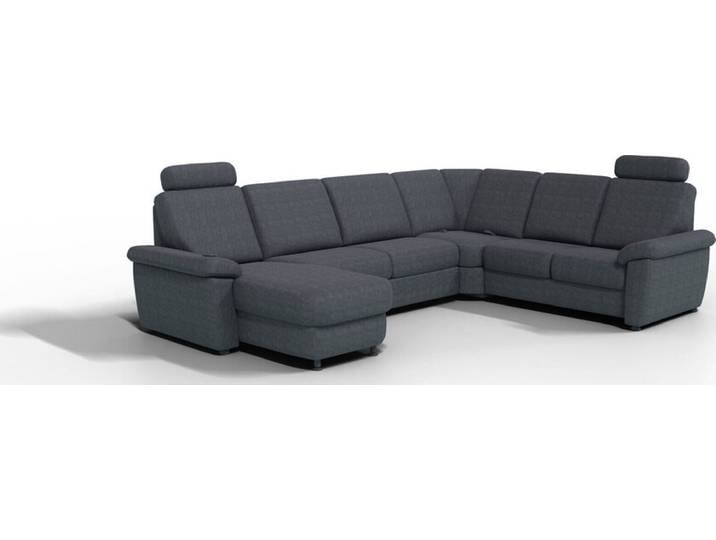 Ecksofa Genk Stoffbezug stahlfarbig