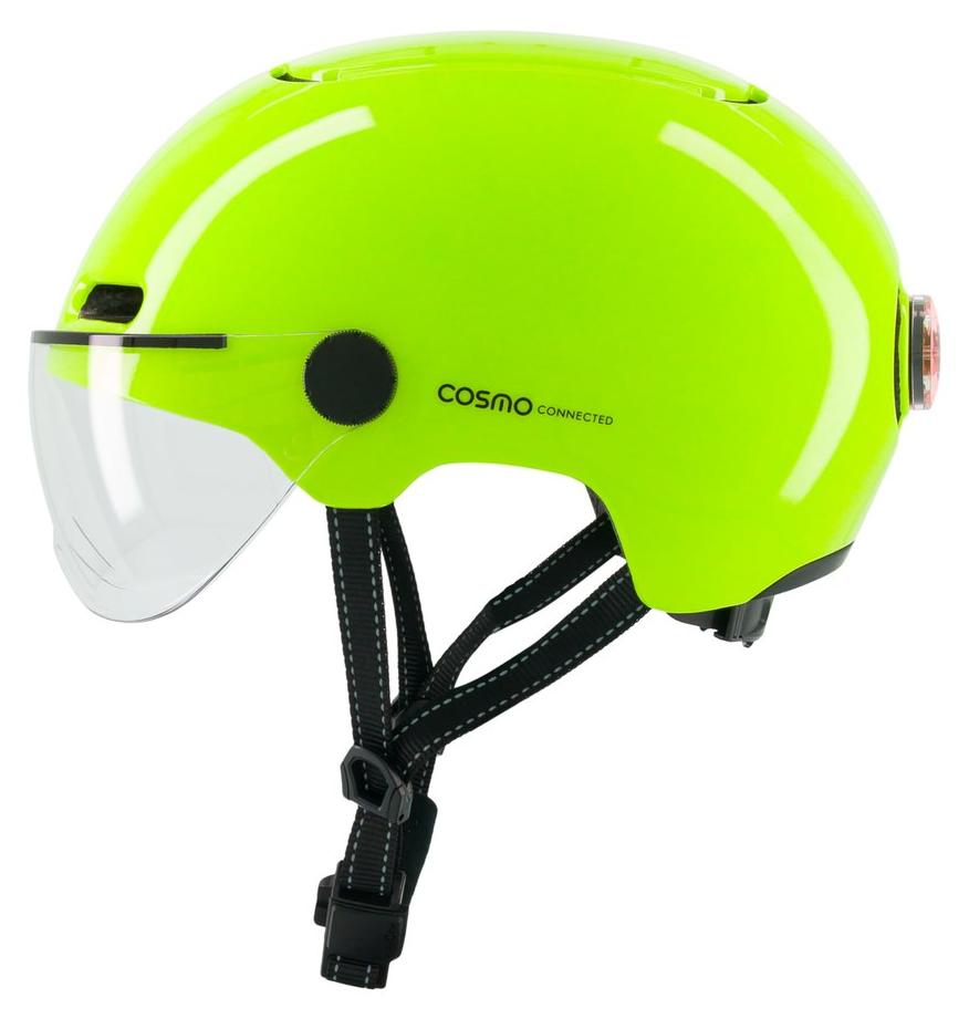 Cosmo Connected - Cosmo Fusion - Intelligenter Fahrrad- und Rollerhelm mit Visier, Erwachsenengröße - Blinker, automatische Bremsleuchte, Fahrtaufzeichnung, Sturzerkennung