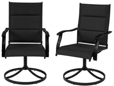 Costway Padded Patio Swivel Chairs Set of 2 Ergonomic Outdoor Dining Chairs with Breathable Fabric-Black