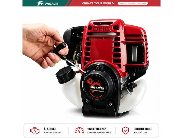Moteur GX35 monocylindre à quatre temps refroidi par air, adapté aux machines agricoles et aux tondeuses à gazon.
