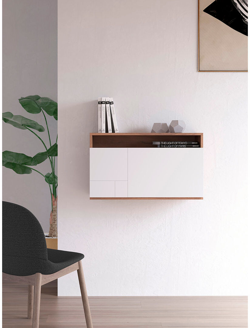 Latitude Run Fryman Foldable Floating Desk White/Walnut 75cm W X 30cm D