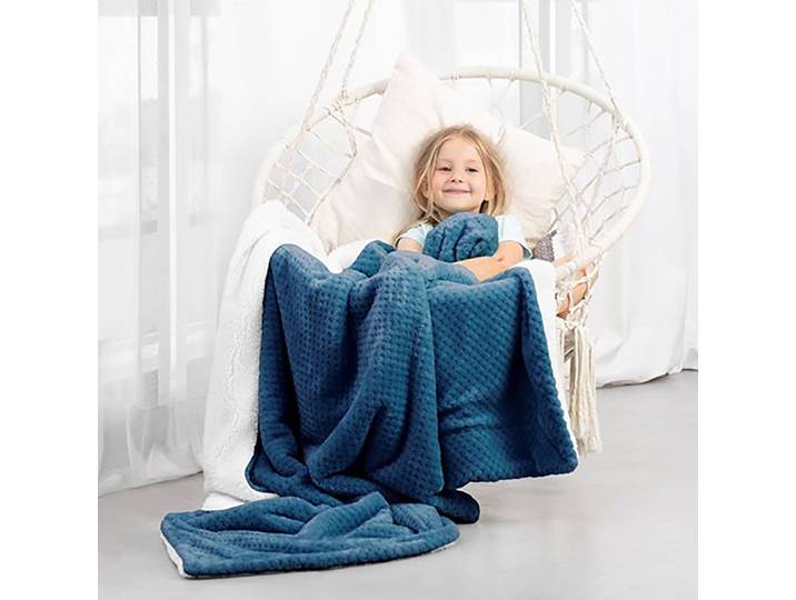 Plaid Leepy 130 x 180cm Bleu/Bleu foncé Tissu
